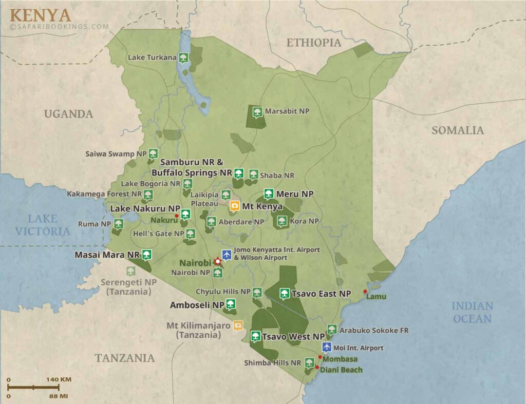 All National Parks in Kenya location